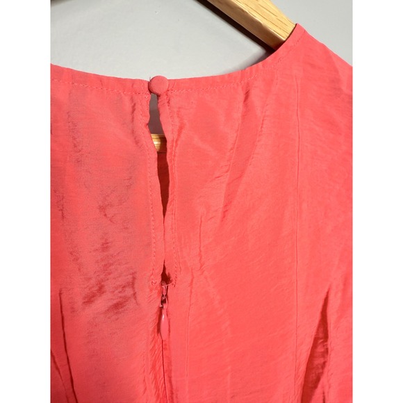 Anthropologie The‎ Della Pleated Waist Shell Top  Coral Red Coquette Large NWT - Picture 3 of 5